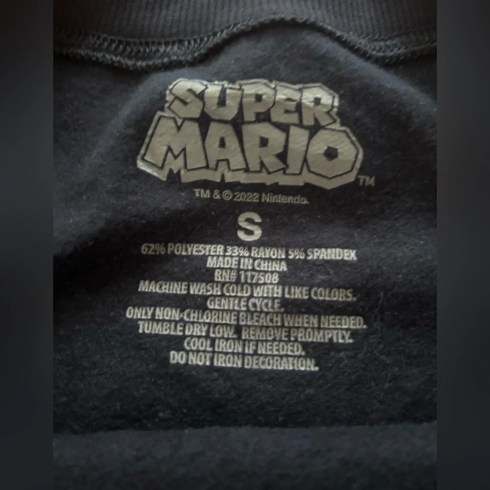 Nintendo Super Mario Characters Crewneck Sweatshirt Navy Blue Small Y2K Style